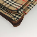 Burberrys Nova Check Garment Cover Canvas Leather Beige Gold Auth bs28016-10