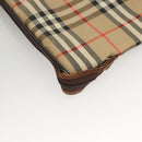 Burberrys Nova Check Garment Cover Canvas Leather Beige Gold Auth bs28016-12