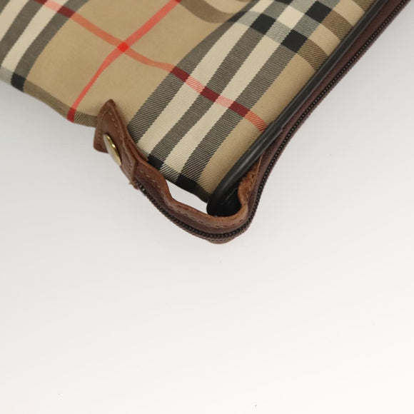 Burberrys Nova Check Garment Cover Canvas Leather Beige Gold Auth bs28016