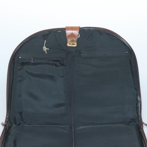 Burberrys Nova Check Garment Cover Canvas Leather Beige Gold Auth bs28016