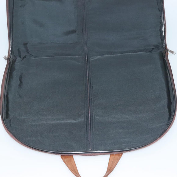 Burberrys Nova Check Garment Cover Canvas Leather Beige Gold Auth bs28016