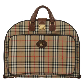 Burberrys Nova Check Garment Cover Canvas Leather Beige Gold Auth bs28016 - 0