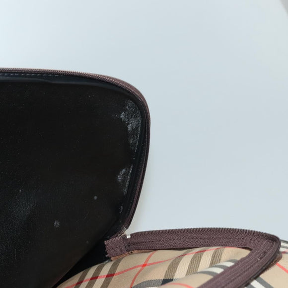 Burberrys Nova Check Garment Cover Canvas Leather Beige Gold Auth bs28016