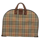 Burberrys Nova Check Garment Cover Canvas Leather Beige Gold Auth bs28016-3