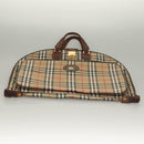 Burberrys Nova Check Garment Cover Canvas Leather Beige Gold Auth bs28016-9