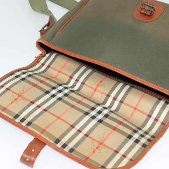 Burberrys Shoulder Bag Canvas Khaki Auth bs28018