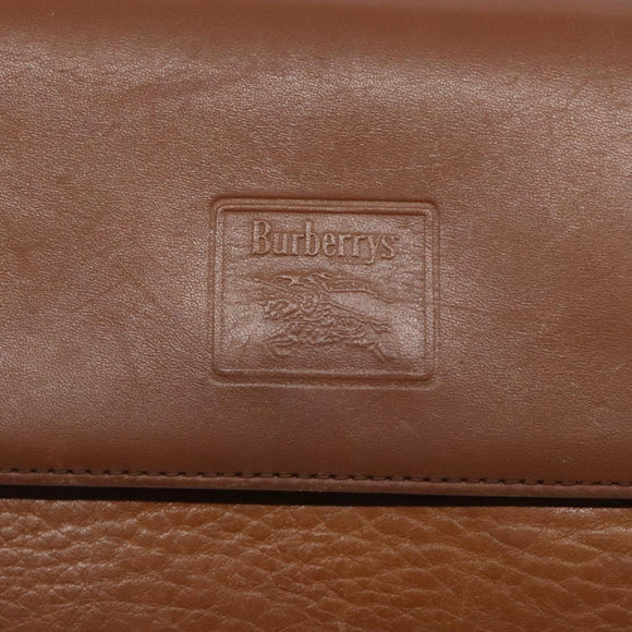 Burberrys Shoulder Bag Leather Brown Gold Auth bs28020