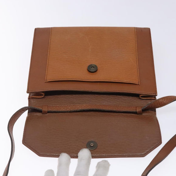 Burberrys Shoulder Bag Leather Brown Gold Auth bs28020