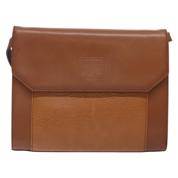 Burberrys Shoulder Bag Leather Brown Gold Auth bs28020