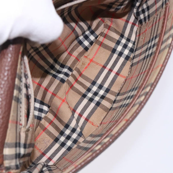 Burberrys Shoulder Bag Leather Brown Gold Auth bs28021