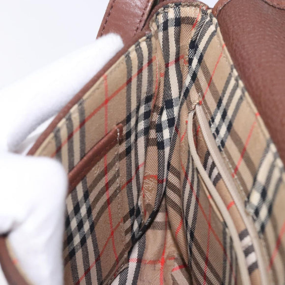 Burberrys Shoulder Bag Leather Brown Gold Auth bs28021