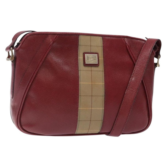 Burberrys Shoulder Bag Leather Red Gold Auth bs28022