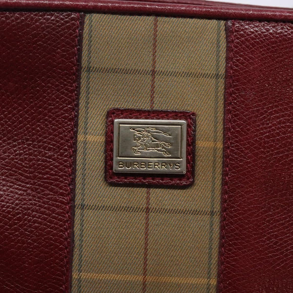Burberrys Shoulder Bag Leather Red Gold Auth bs28022