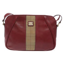 Burberrys Shoulder Bag Leather Red Gold Auth bs28022-13