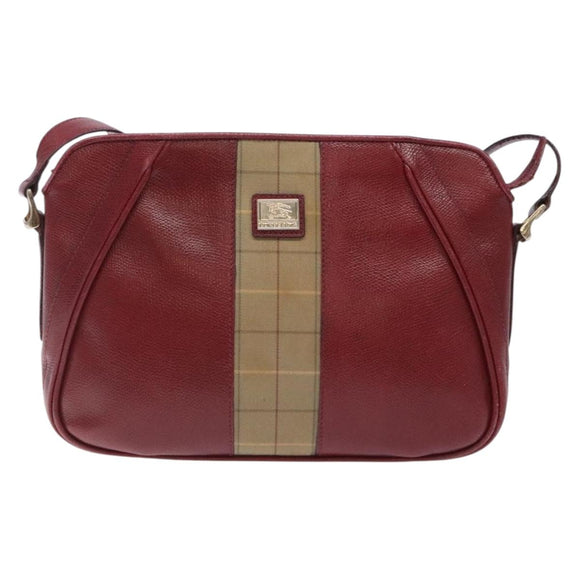 Burberrys Shoulder Bag Leather Red Gold Auth bs28022