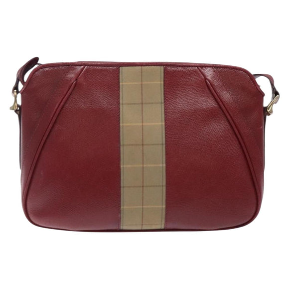 Burberrys Shoulder Bag Leather Red Gold Auth bs28022