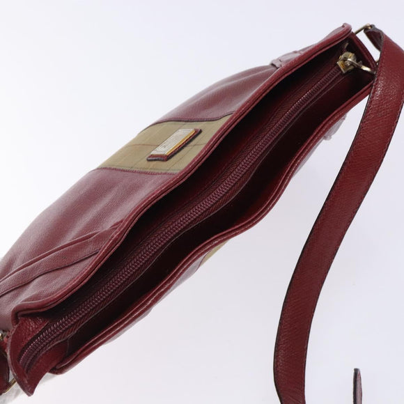Burberrys Shoulder Bag Leather Red Gold Auth bs28022