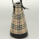 Burberrys Nova Check Blue Label Shoulder Bag Canvas Beige Silver Auth bs28026-3