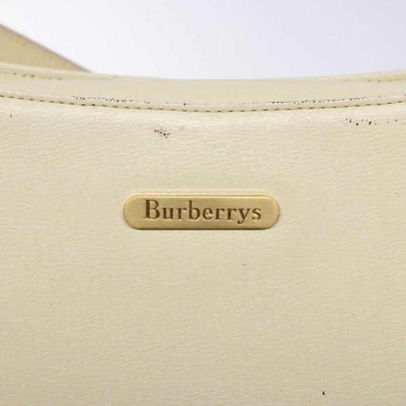 Burberrys Shoulder Bag Leather Cream Gold Auth bs28027
