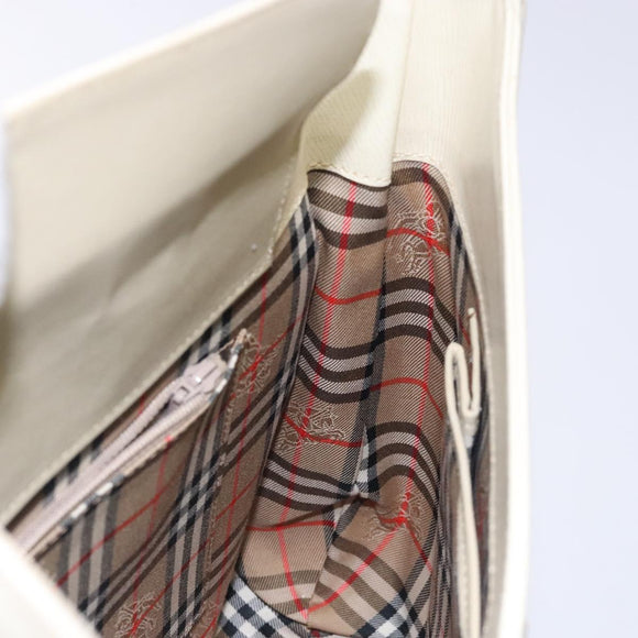 Burberrys Shoulder Bag Leather Cream Gold Auth bs28027