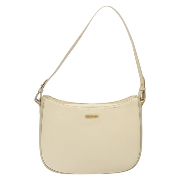 Burberrys Shoulder Bag Leather Cream Gold Auth bs28027