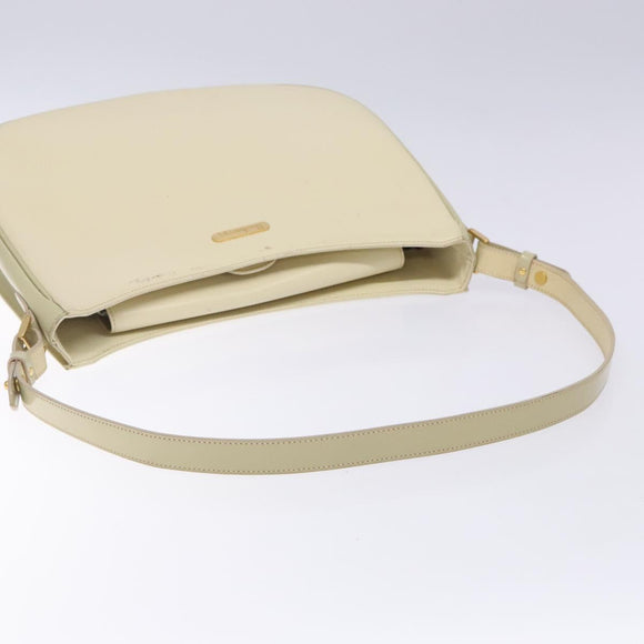 Burberrys Shoulder Bag Leather Cream Gold Auth bs28027