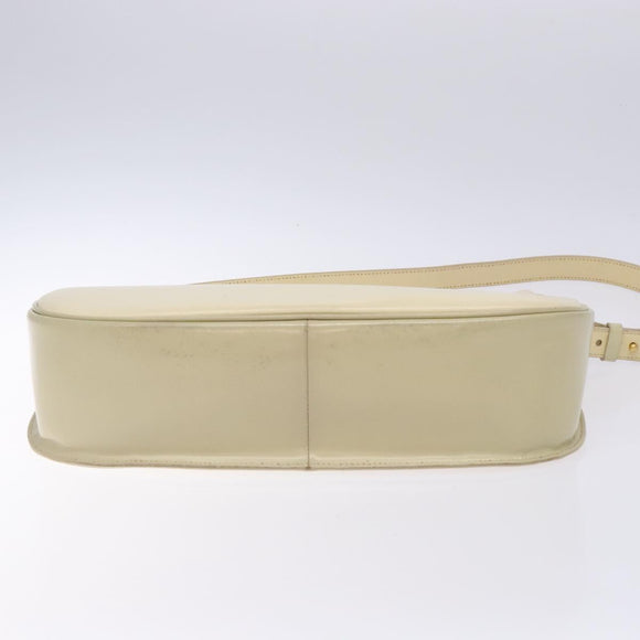 Burberrys Shoulder Bag Leather Cream Gold Auth bs28027