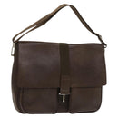 BVLGARI Shoulder Bag Leather Brown Silver Auth bs28028-1