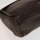 BVLGARI Shoulder Bag Leather Brown Silver Auth bs28028-15