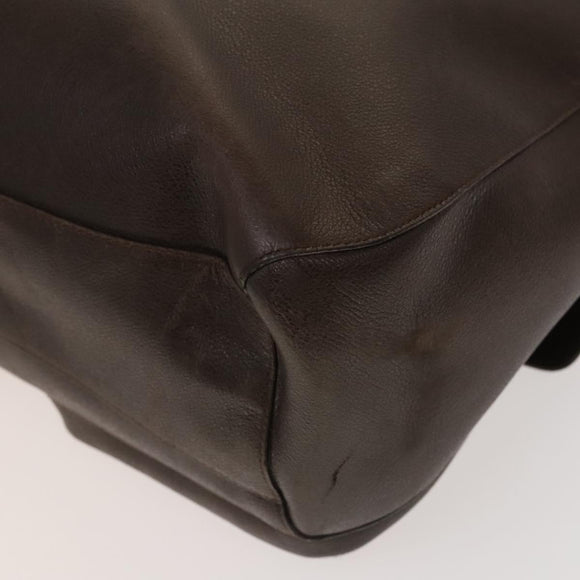 BVLGARI Shoulder Bag Leather Brown Silver Auth bs28028