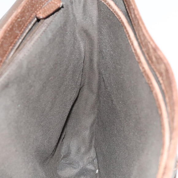 BVLGARI Shoulder Bag Leather Brown Silver Auth bs28028