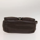 BVLGARI Shoulder Bag Leather Brown Silver Auth bs28028-5