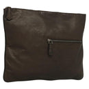 Berluti Calligraphy Clutch Bag Leather Brown Silver Auth bs28029-1