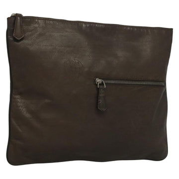 Berluti Calligraphy Clutch Bag Leather Brown Silver Auth bs28029