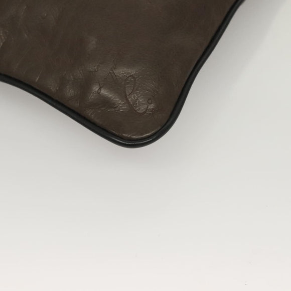 Berluti Calligraphy Clutch Bag Leather Brown Silver Auth bs28029