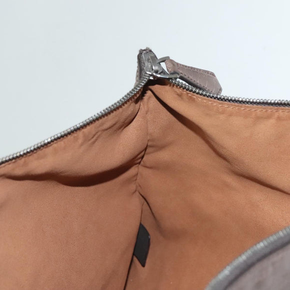 Berluti Calligraphy Clutch Bag Leather Brown Silver Auth bs28029