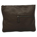 Berluti Calligraphy Clutch Bag Leather Brown Silver Auth bs28029-13