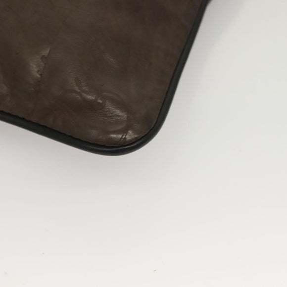 Berluti Calligraphy Clutch Bag Leather Brown Silver Auth bs28029