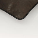 Berluti Calligraphy Clutch Bag Leather Brown Silver Auth bs28029-14