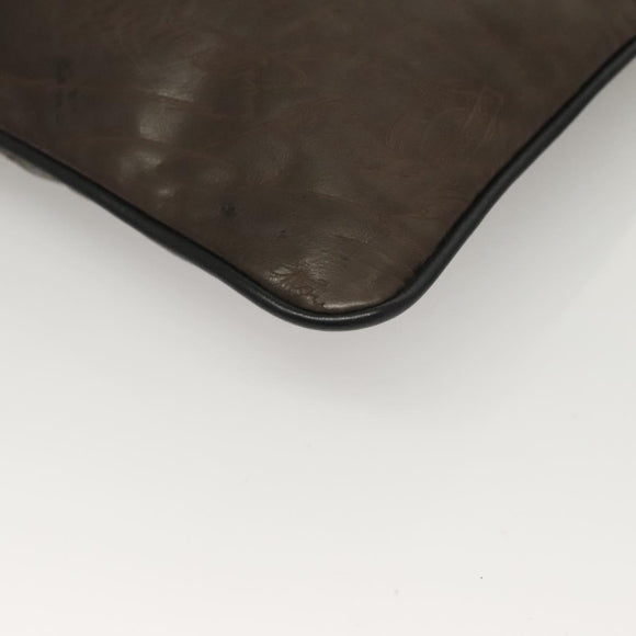 Berluti Calligraphy Clutch Bag Leather Brown Silver Auth bs28029