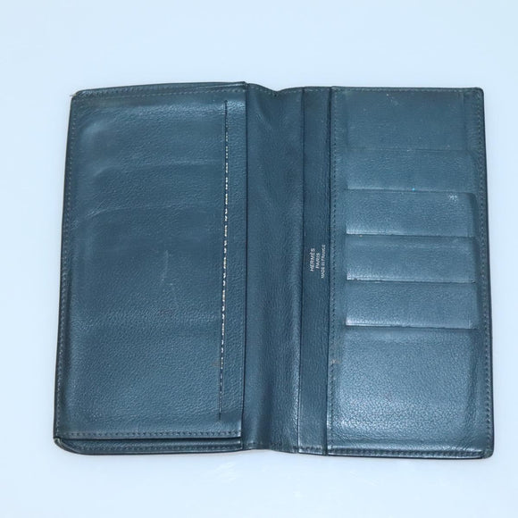 HERMES Wallet Leather 2Set Black Red Auth bs28040