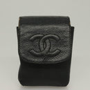 CHANEL Key Case Leather 3Set Black Beige CC Auth bs28044-10