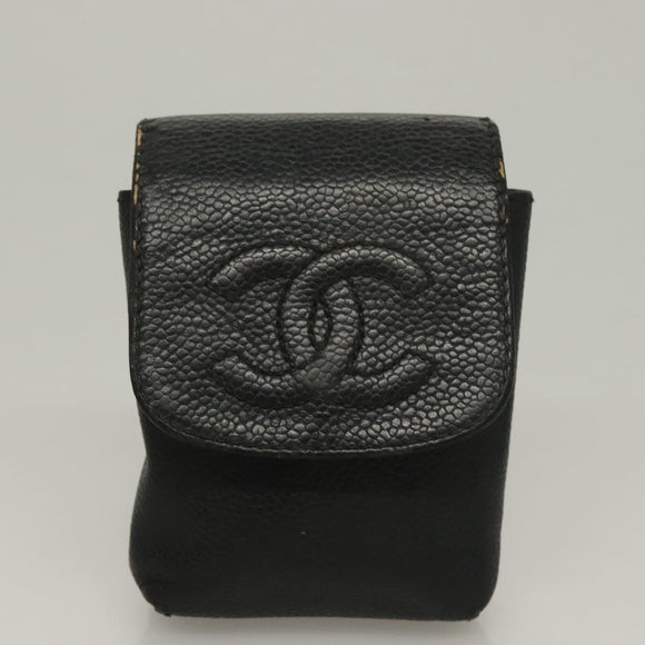 CHANEL Key Case Leather 3Set Black Beige CC Auth bs28044