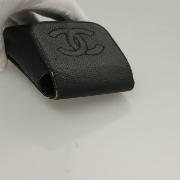 CHANEL Key Case Leather 3Set Black Beige CC Auth bs28044