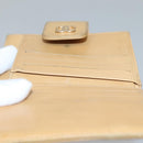 CHANEL Icon Line Bifold Wallet Leather Beige CC Auth bs28046-17