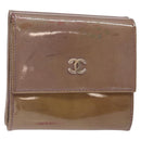 CHANEL Bifold Wallet Enamel Purple Silver CC Auth bs28048-1