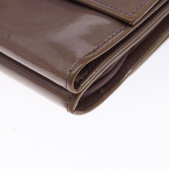 CHANEL Bifold Wallet Enamel Purple Silver CC Auth bs28048