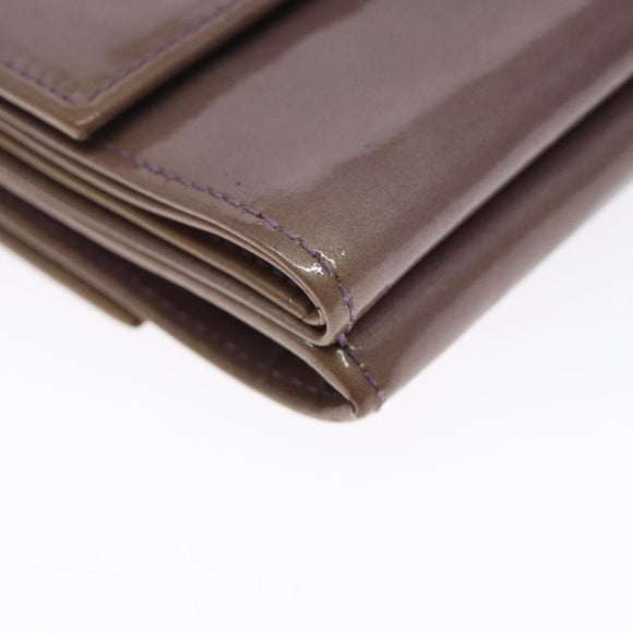 CHANEL Bifold Wallet Enamel Purple Silver CC Auth bs28048