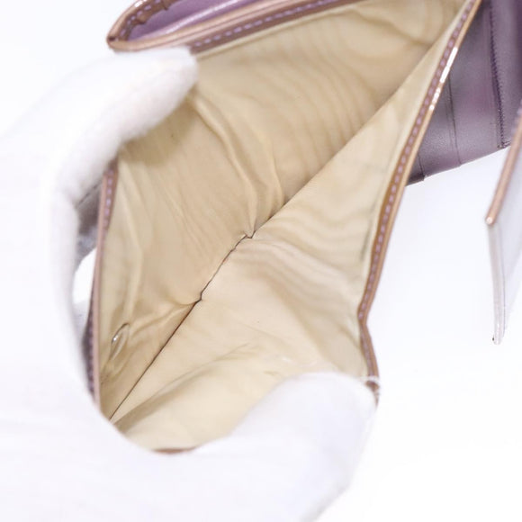 CHANEL Bifold Wallet Enamel Purple Silver CC Auth bs28048