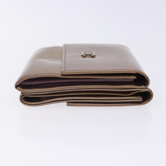 CHANEL Bifold Wallet Enamel Purple Silver CC Auth bs28048